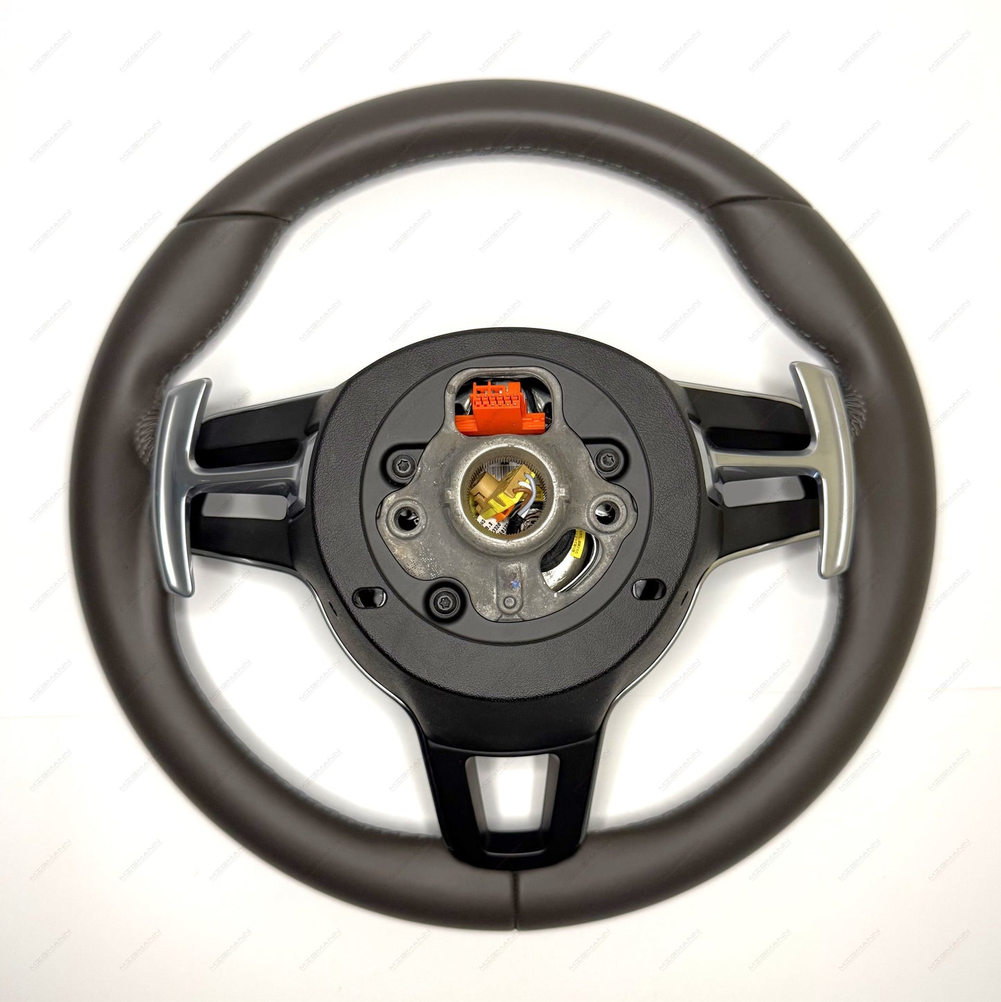 Rear view of Porsche 991.2 PDK steering wheel with connectors and airbag