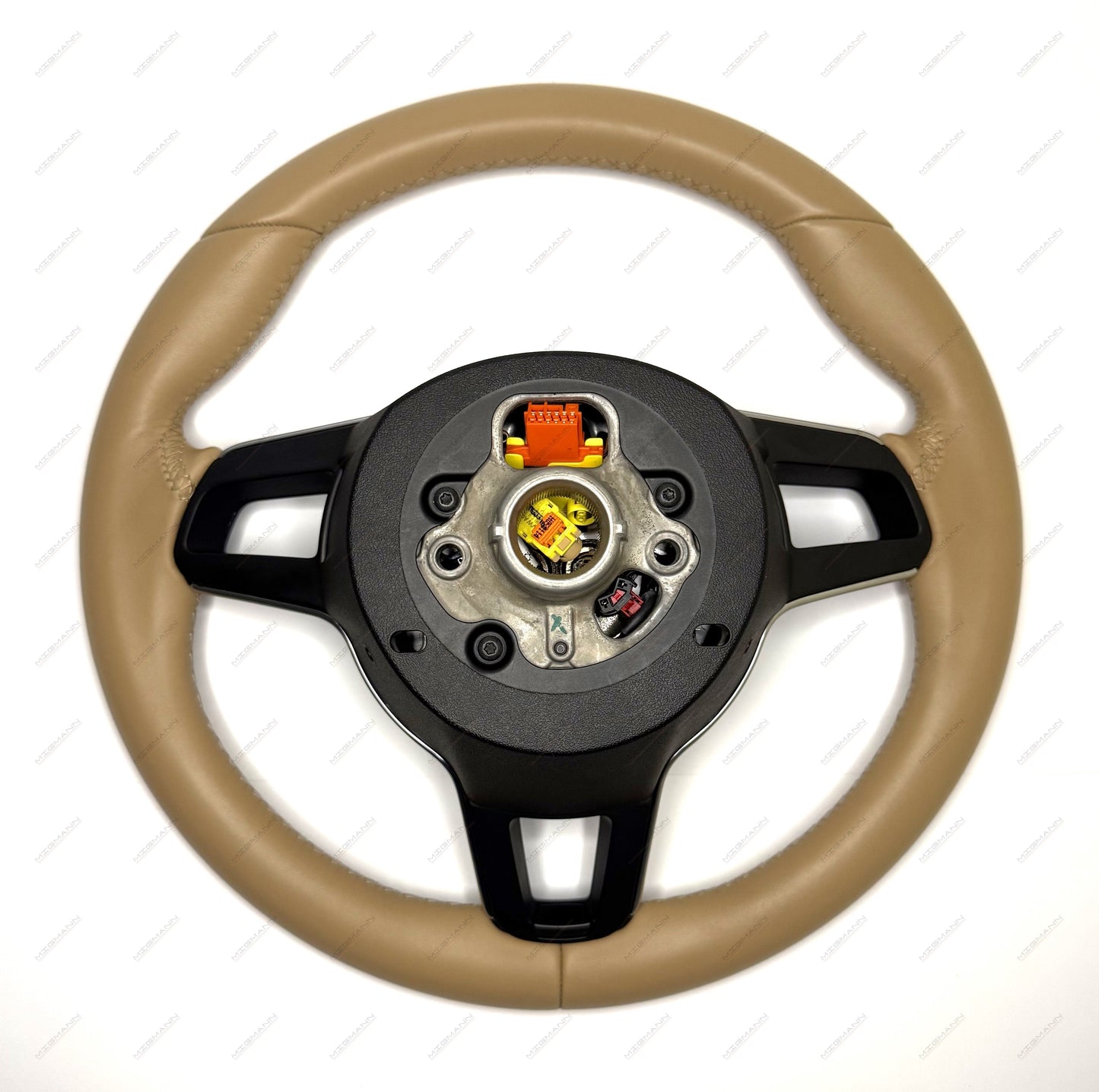 Rear view of non-multifunction Porsche steering wheel with airbag – part 95B419091