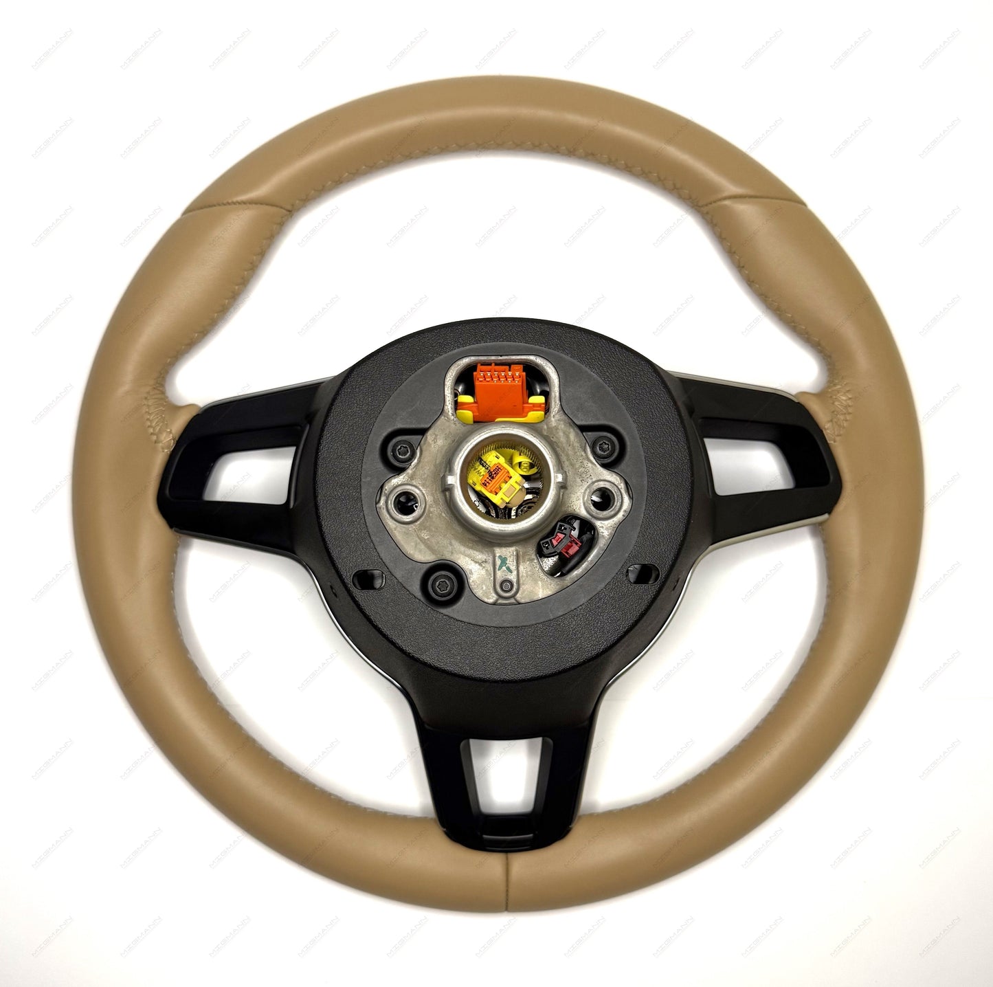 Rear view of non-multifunction Porsche steering wheel with airbag – part 95B419091