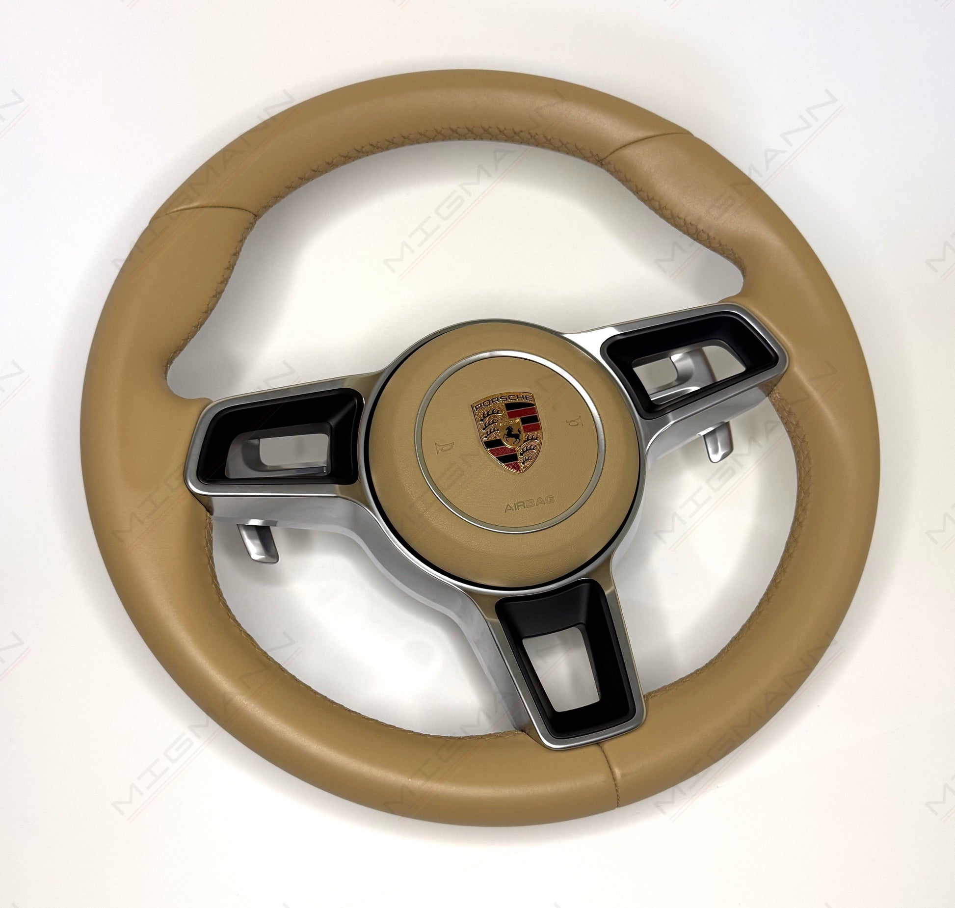 OEM Porsche steering wheel with airbag and paddles – Luxor Beige for PDK models