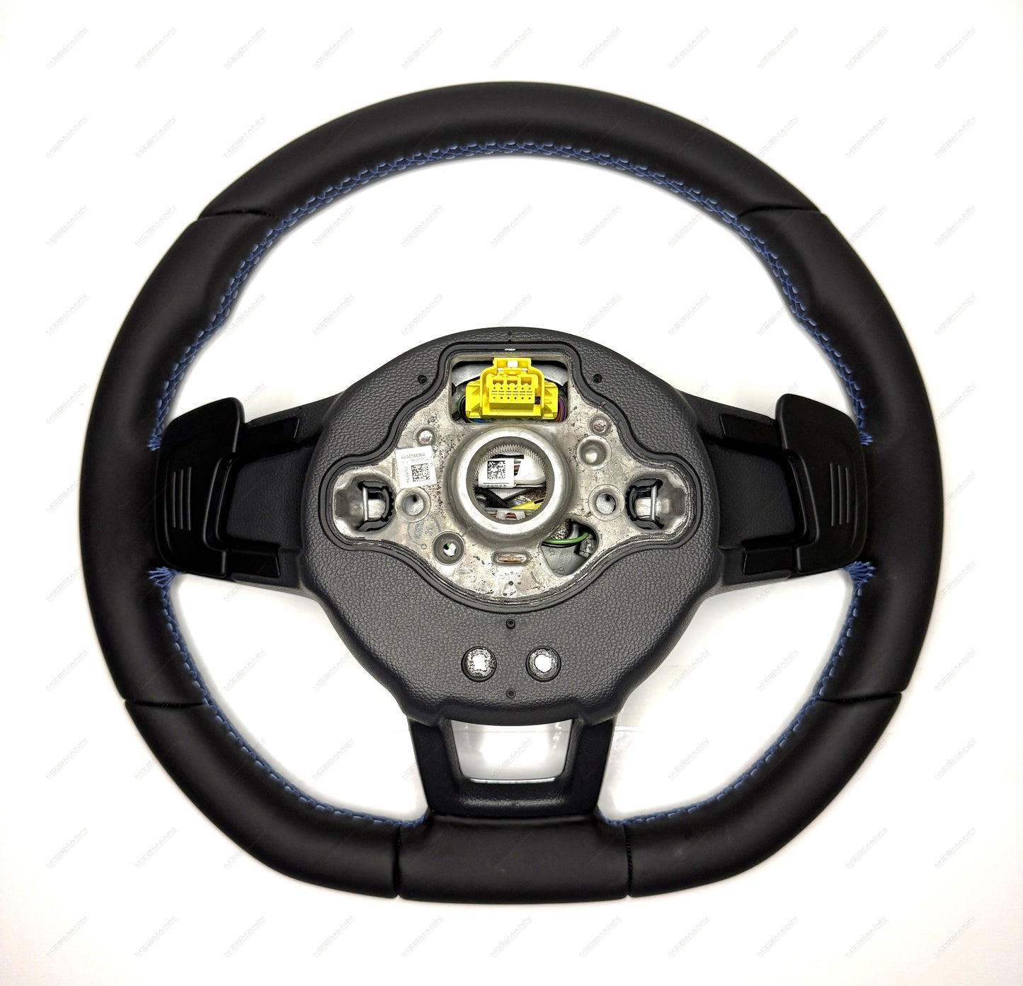 Rear view of Volkswagen GTE steering wheel with airbag module installed