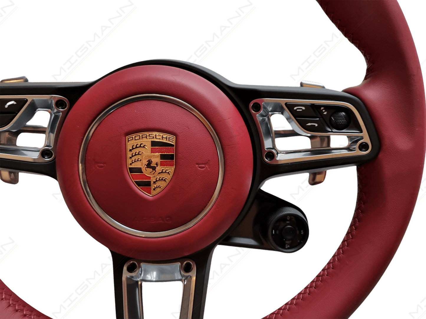 Porsche Red Leather Steering Wheel