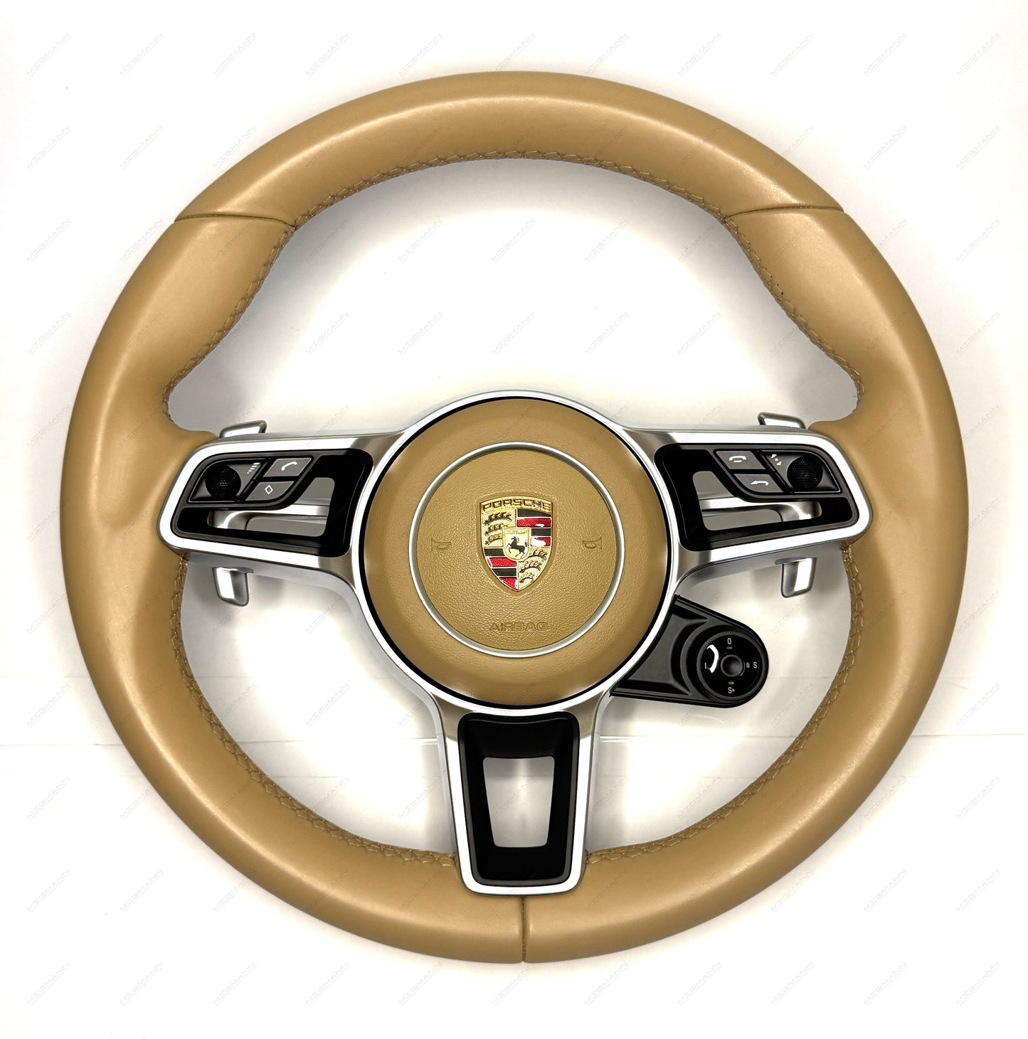 Porsche Luxor Beige multifunction steering wheel with airbag