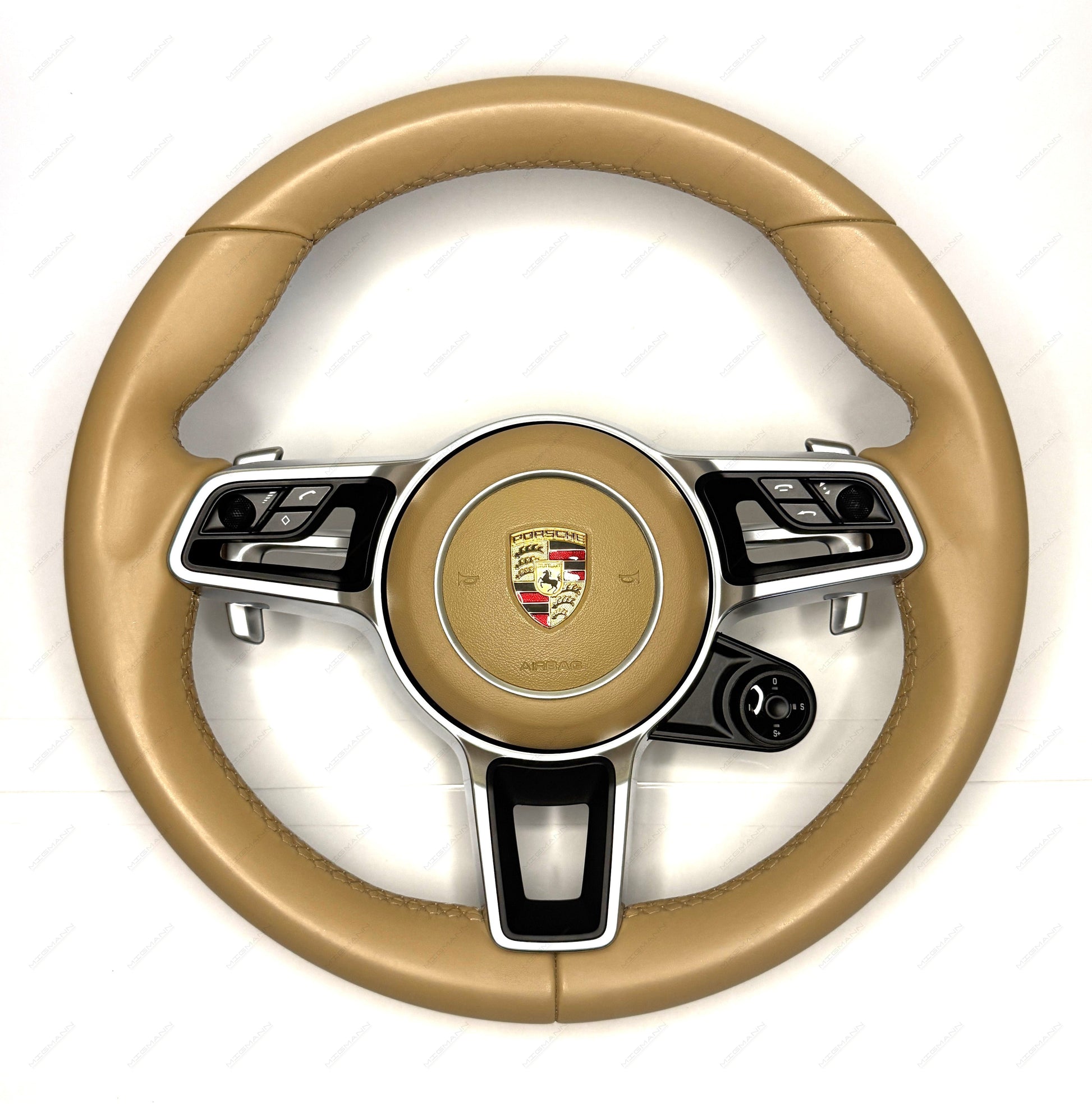 Porsche Luxor Beige multifunction steering wheel with airbag