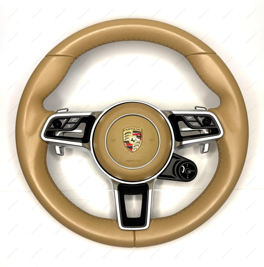 Porsche Luxor Beige multifunction steering wheel with airbag