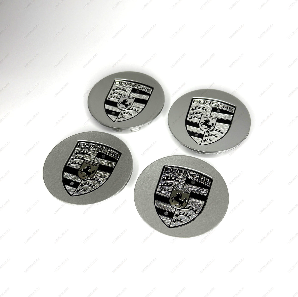 Porsche black and silver crest wheel center cap
