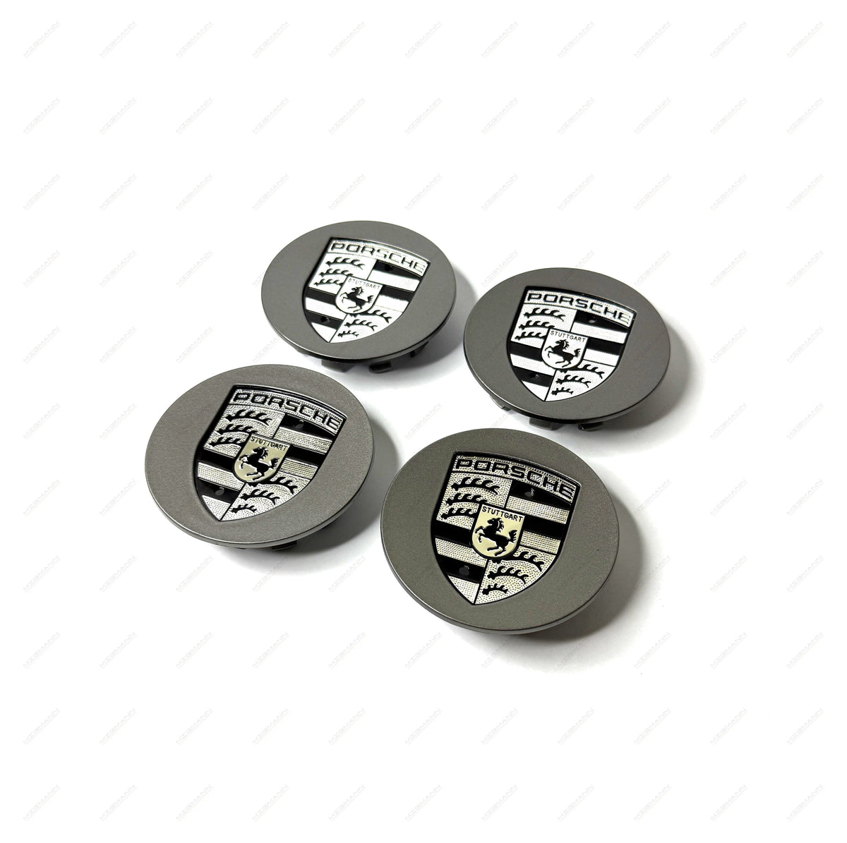 Porsche monochrome crest gray wheel center caps