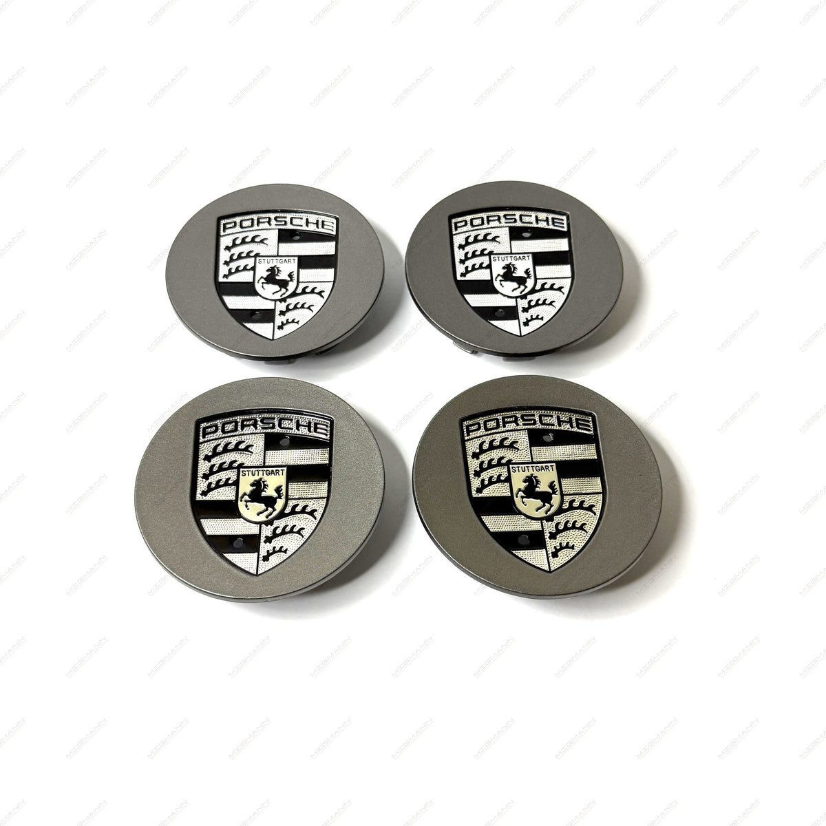 Porsche black and silver crest wheel center cap