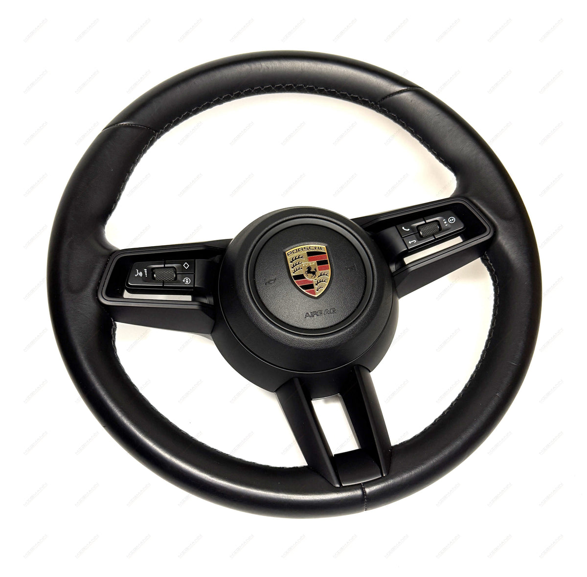 Porsche Taycan black leather steering wheel OEM
