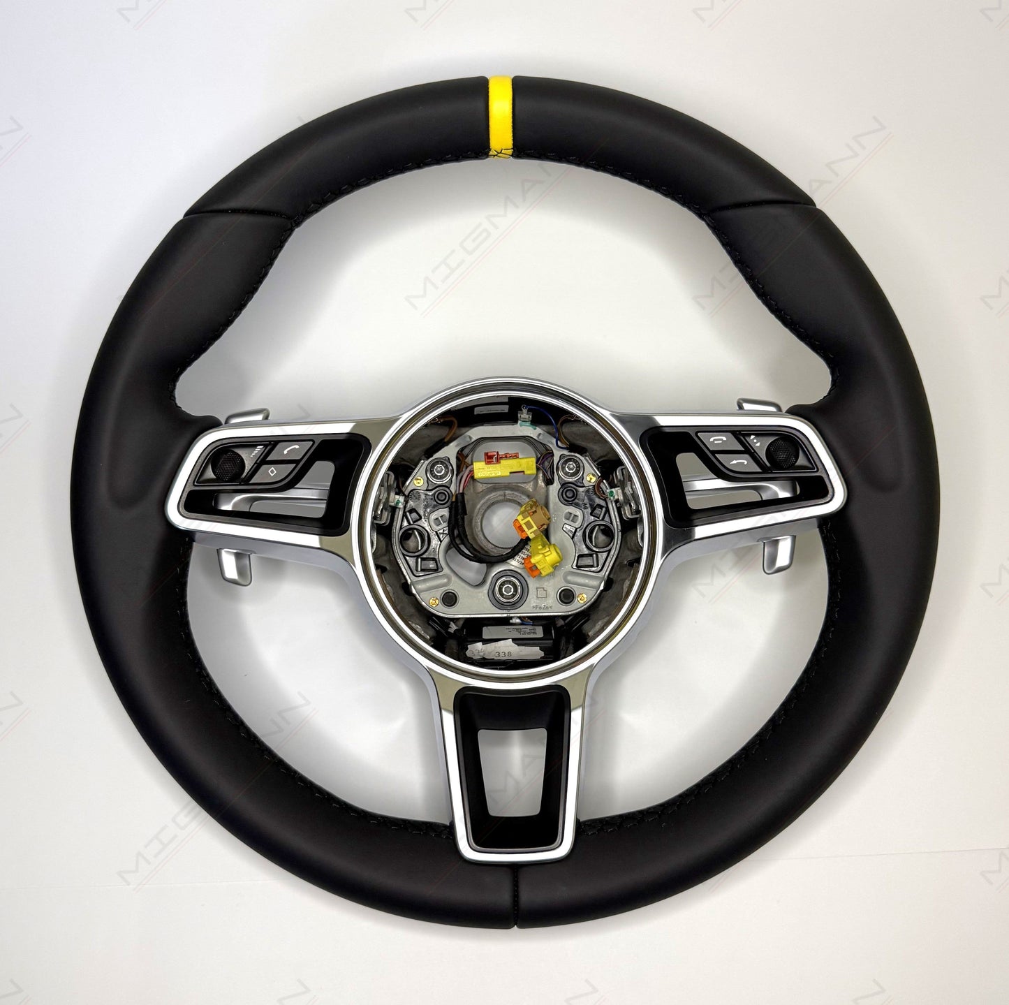 Porsche Steering Wheel with Yellow Marker