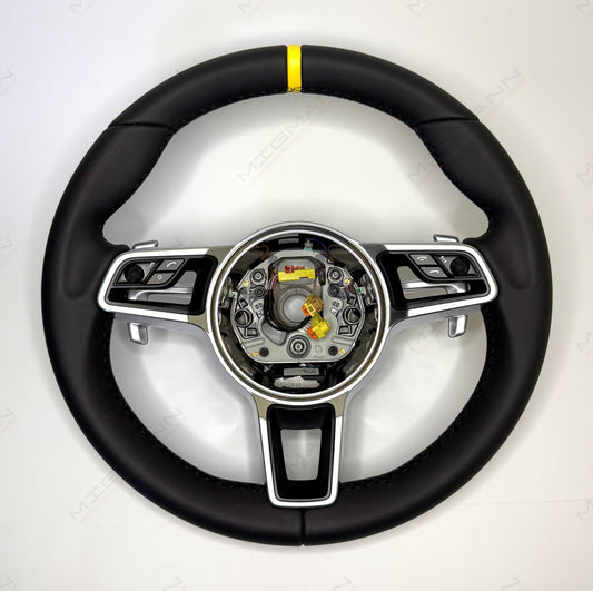 Porsche Steering Wheel with Yellow Marker