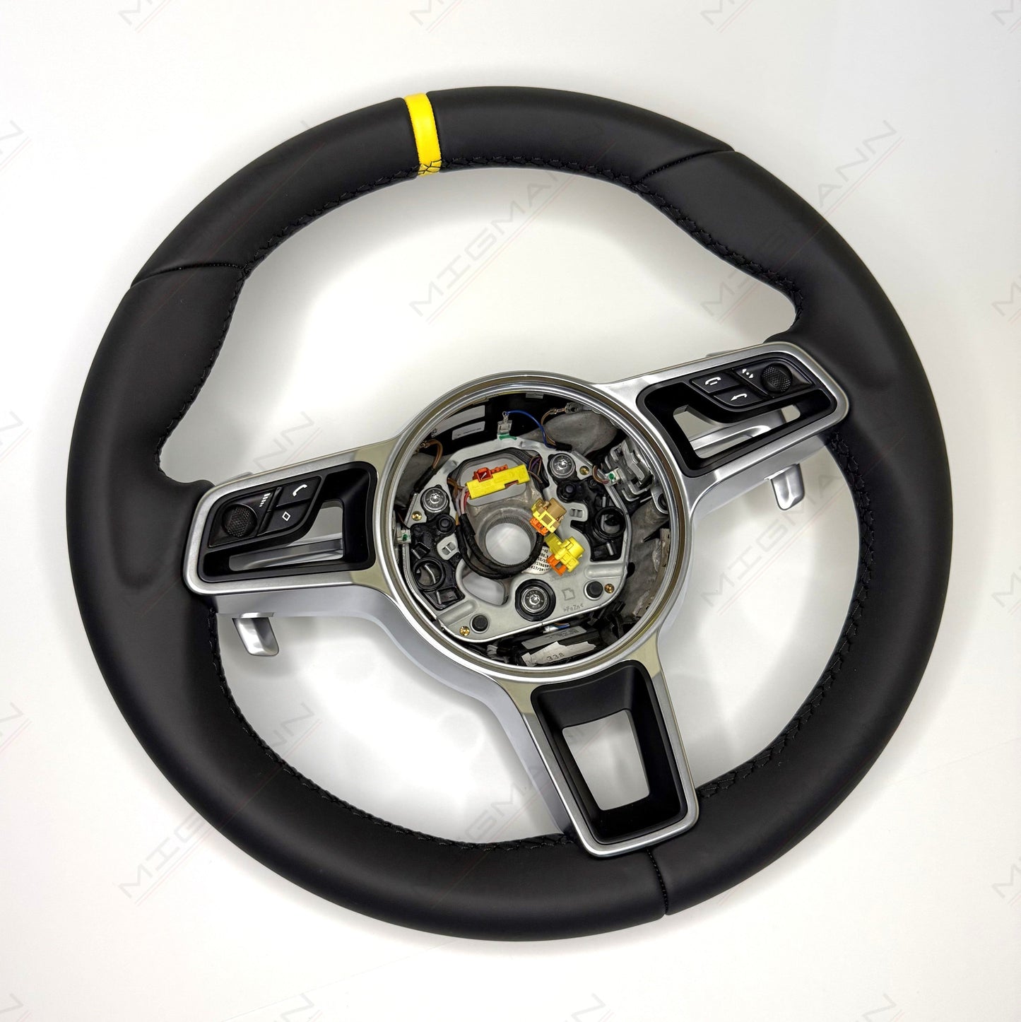 Porsche Steering Wheel with Yellow Marker