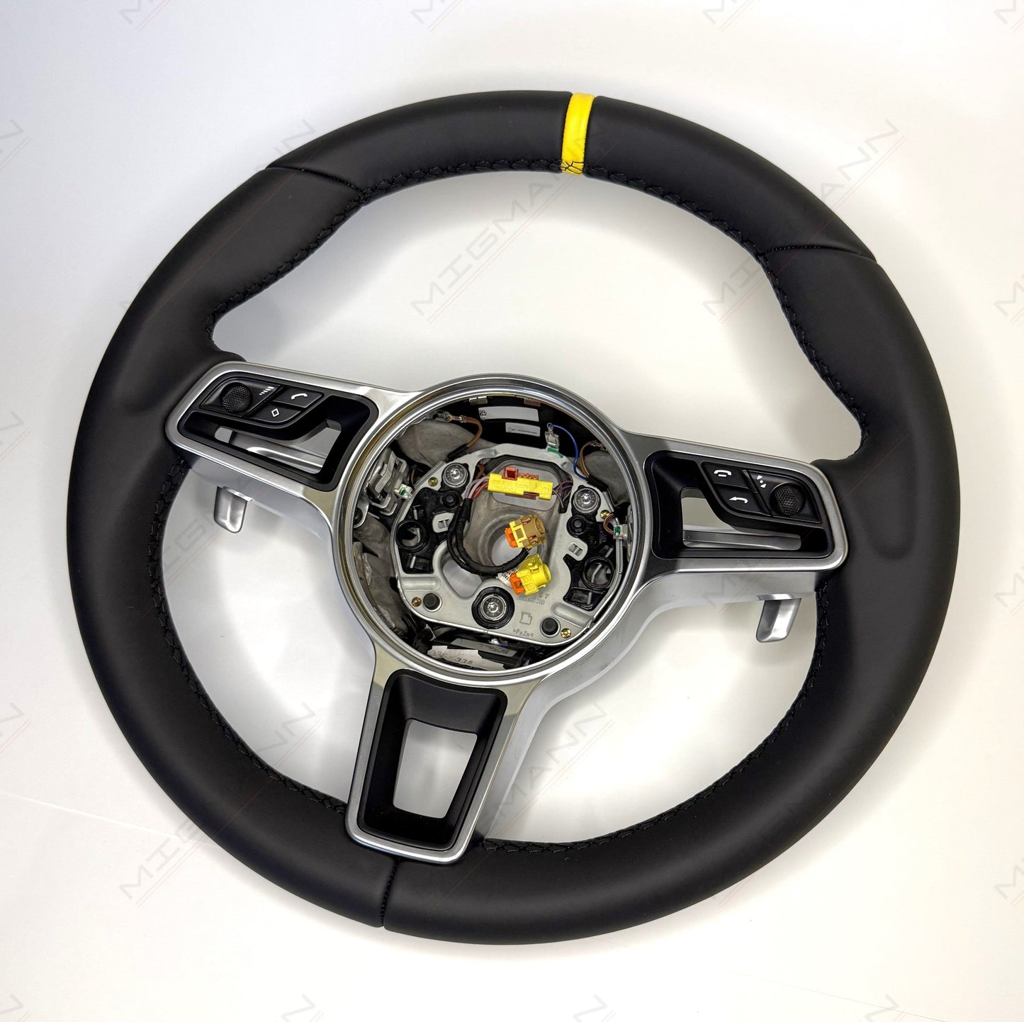 Porsche Steering Wheel with Yellow Marker