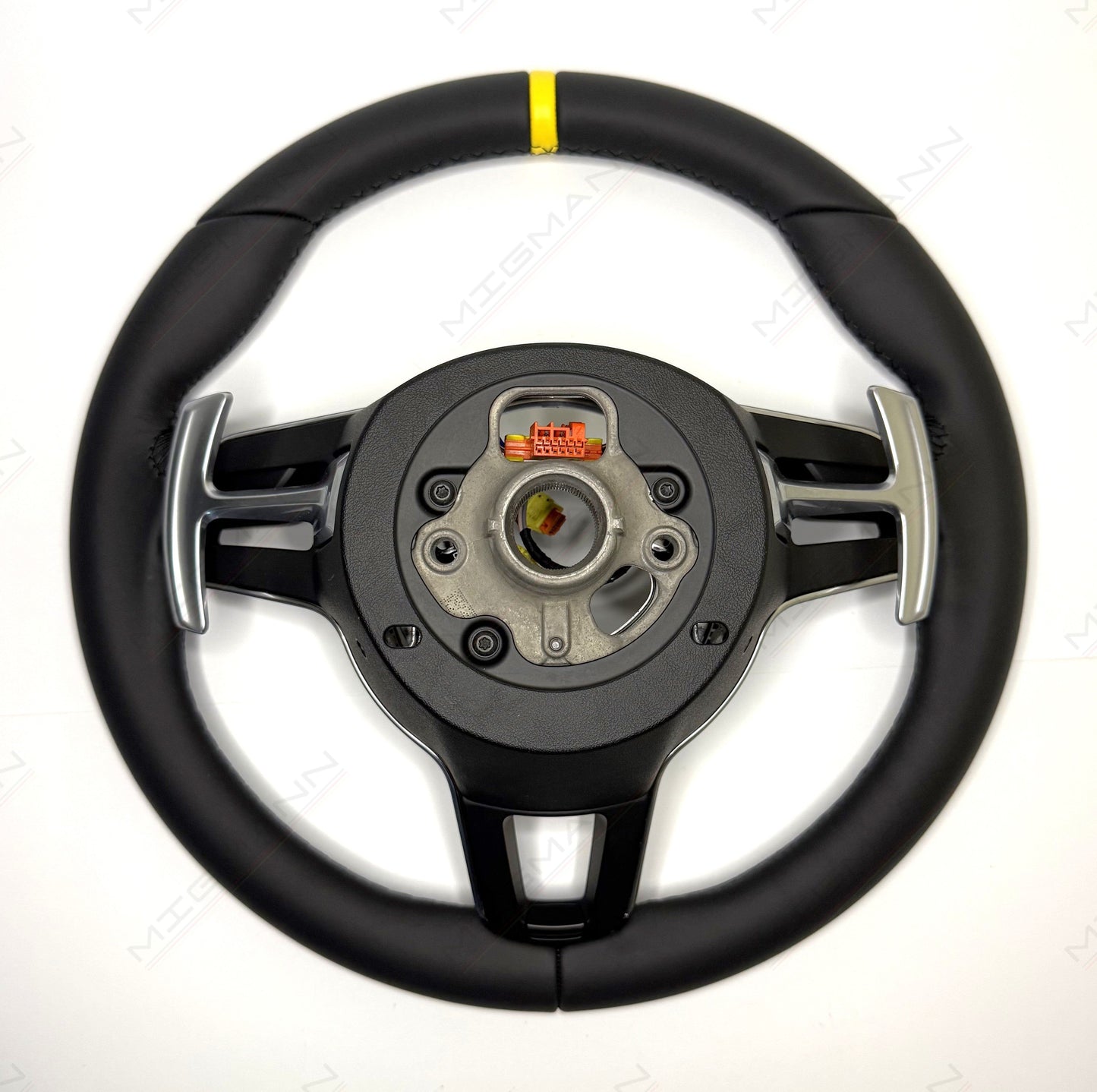 Porsche Steering Wheel with Yellow Marker