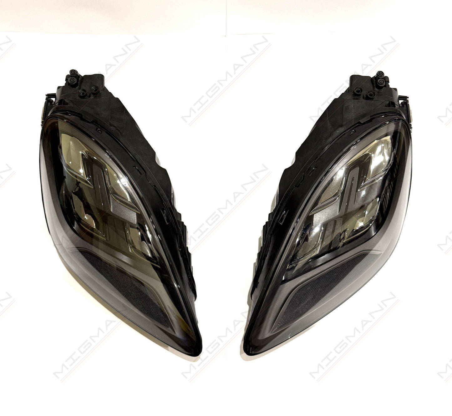 Front view of Porsche Cayenne 9Y0 Matrix LED headlight assembly with control units