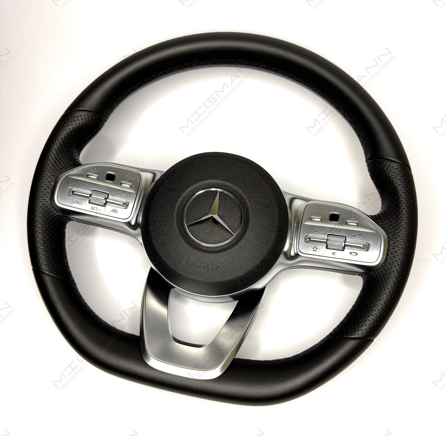 Mercedes leather steering wheel with airbag front view fits W205 W213 W177