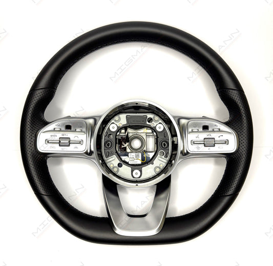Mercedes leather steering wheel front view no airbag fits W205 W213 W177