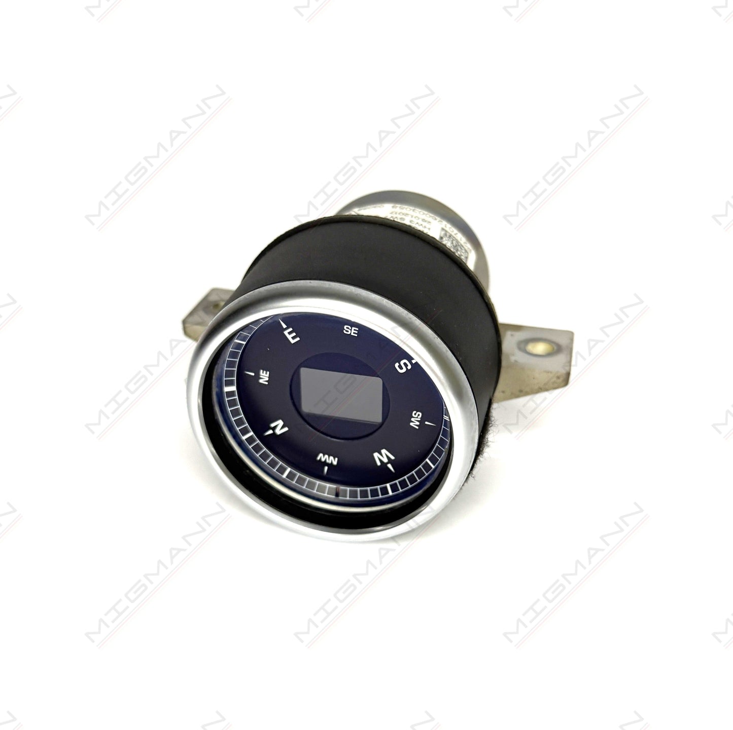 Close-up of Porsche OEM compass clock Sport Chrono system