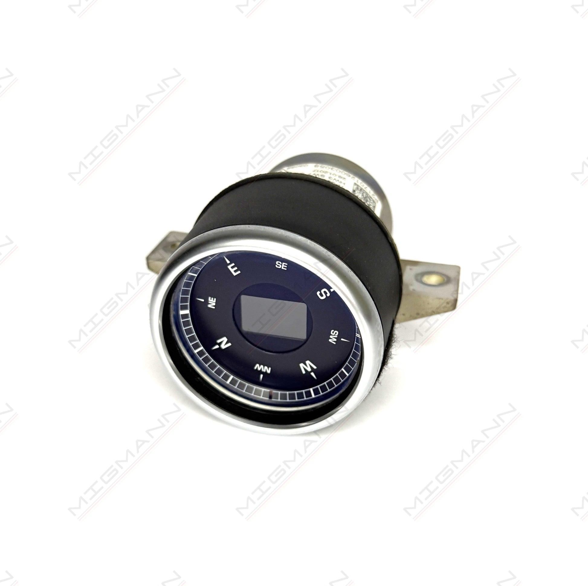 Close-up of Porsche OEM compass clock Sport Chrono system