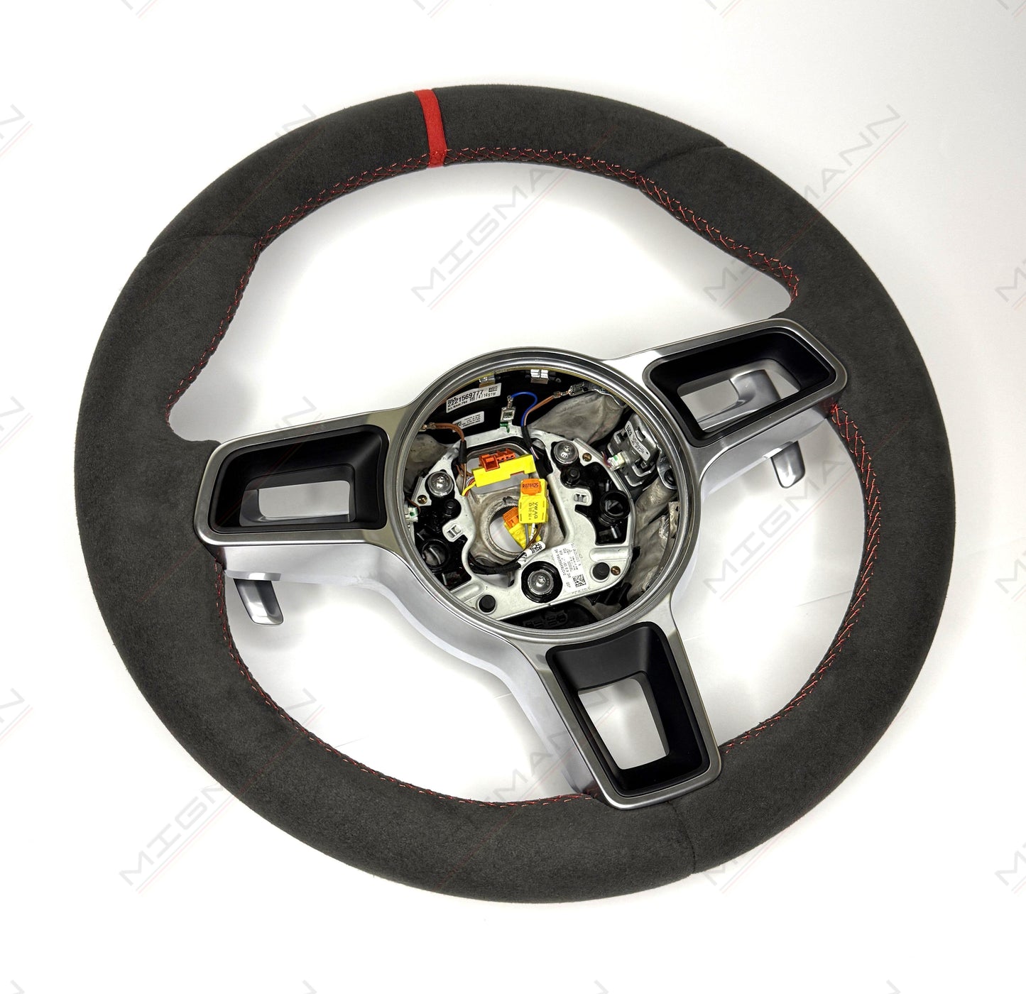 OEM Porsche 911 steering wheel with paddle shifters red marker
