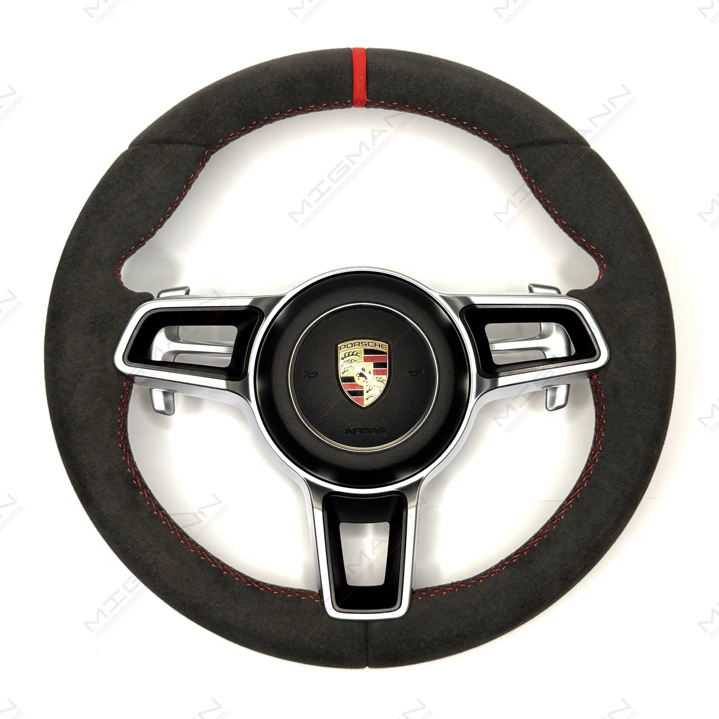 Porsche Alcantara PDK steering wheel red stitching red marker 375mm