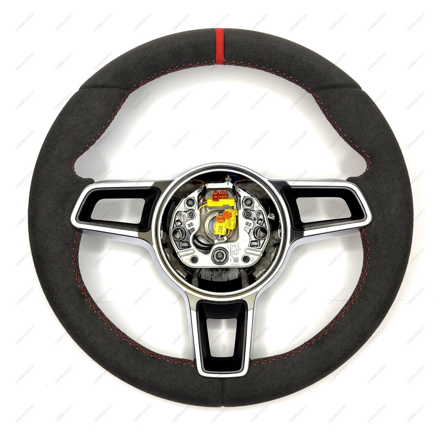 Porsche Alcantara steering wheel red stitching red marker manual 375mm
