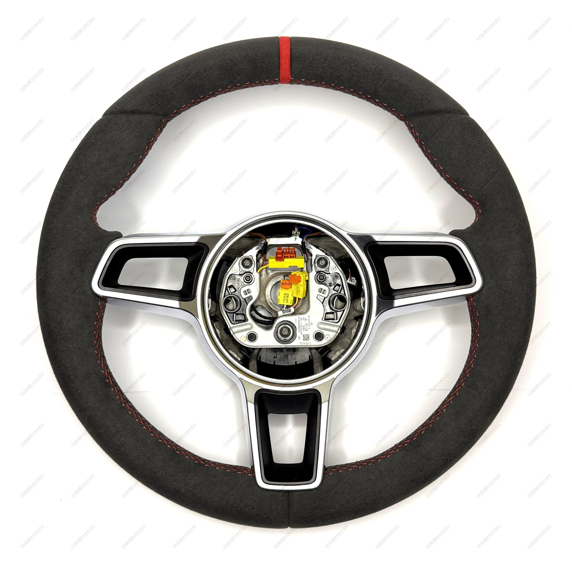 Porsche Alcantara steering wheel red stitching red marker manual 375mm