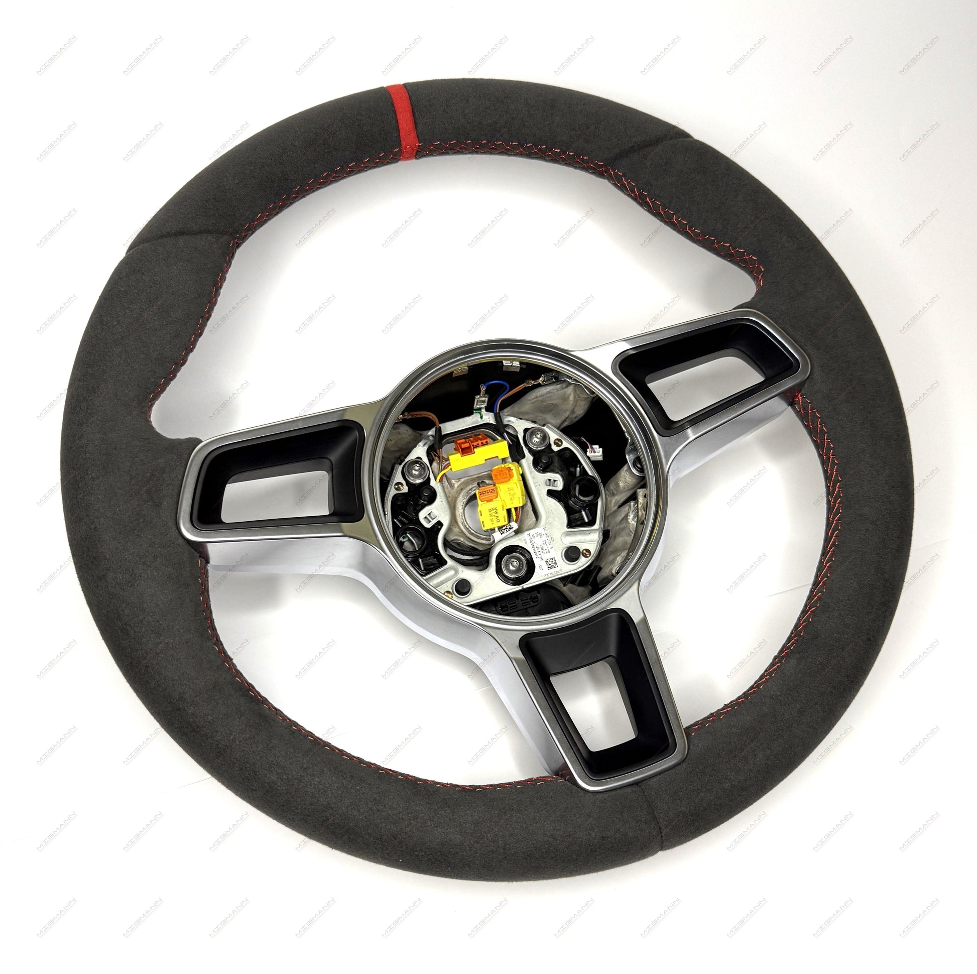 OEM Porsche 911 steering wheel Alcantara red center marker