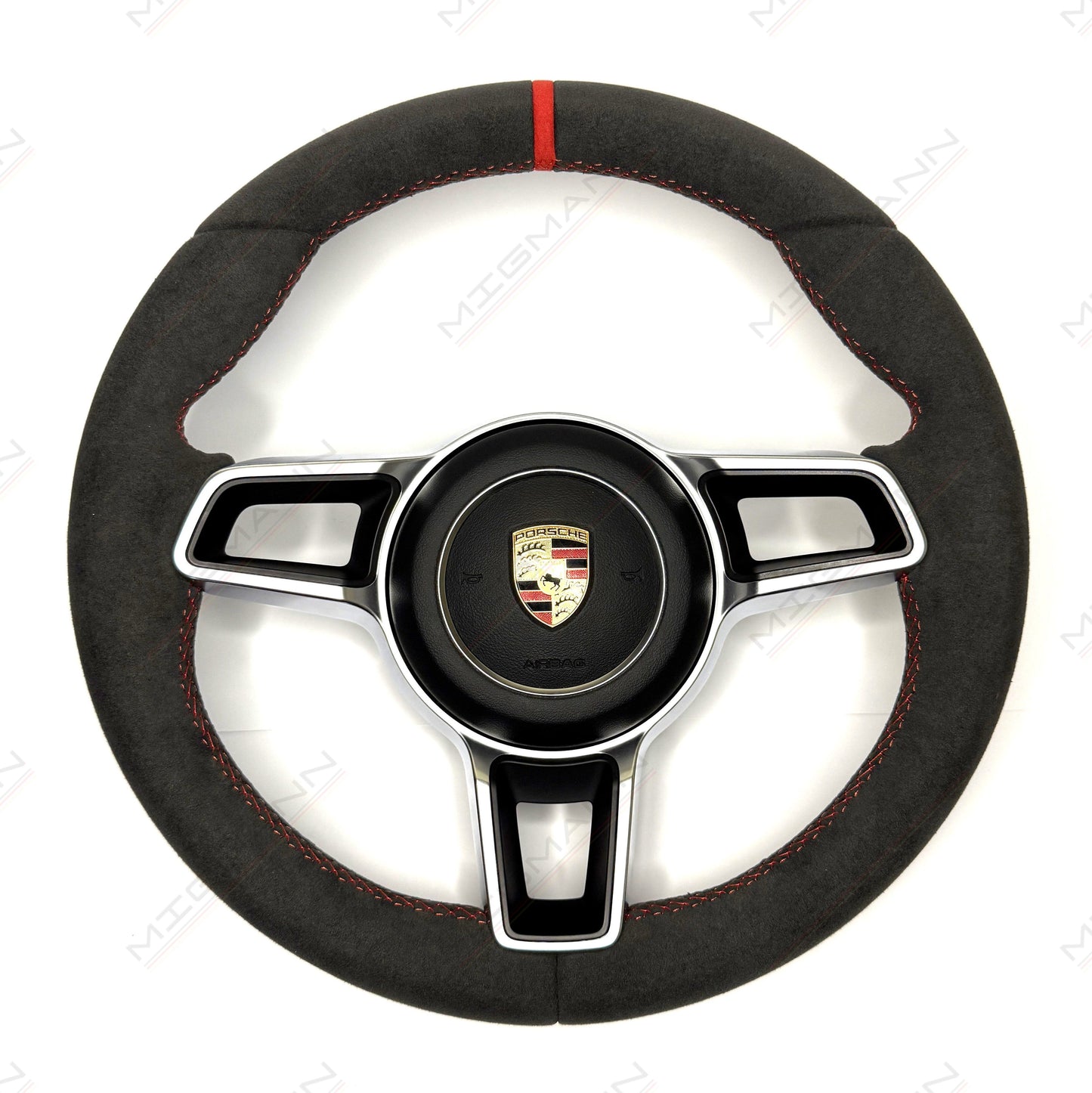 Porsche Alcantara steering wheel red stitching red marker 375mm manual