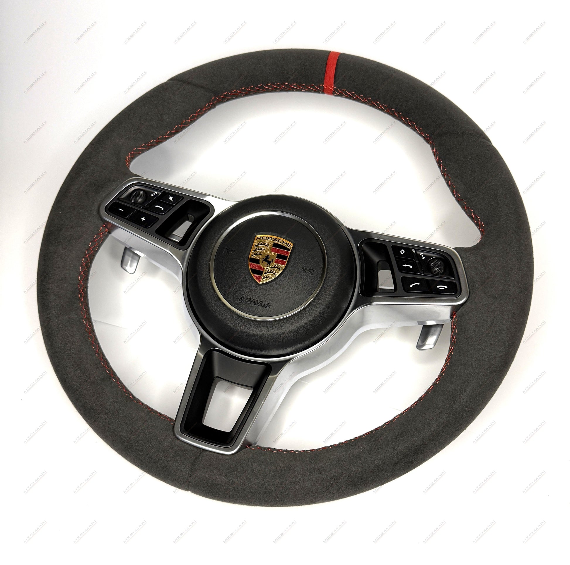 Porsche Cayenne Panamera Alcantara steering wheel red stitching