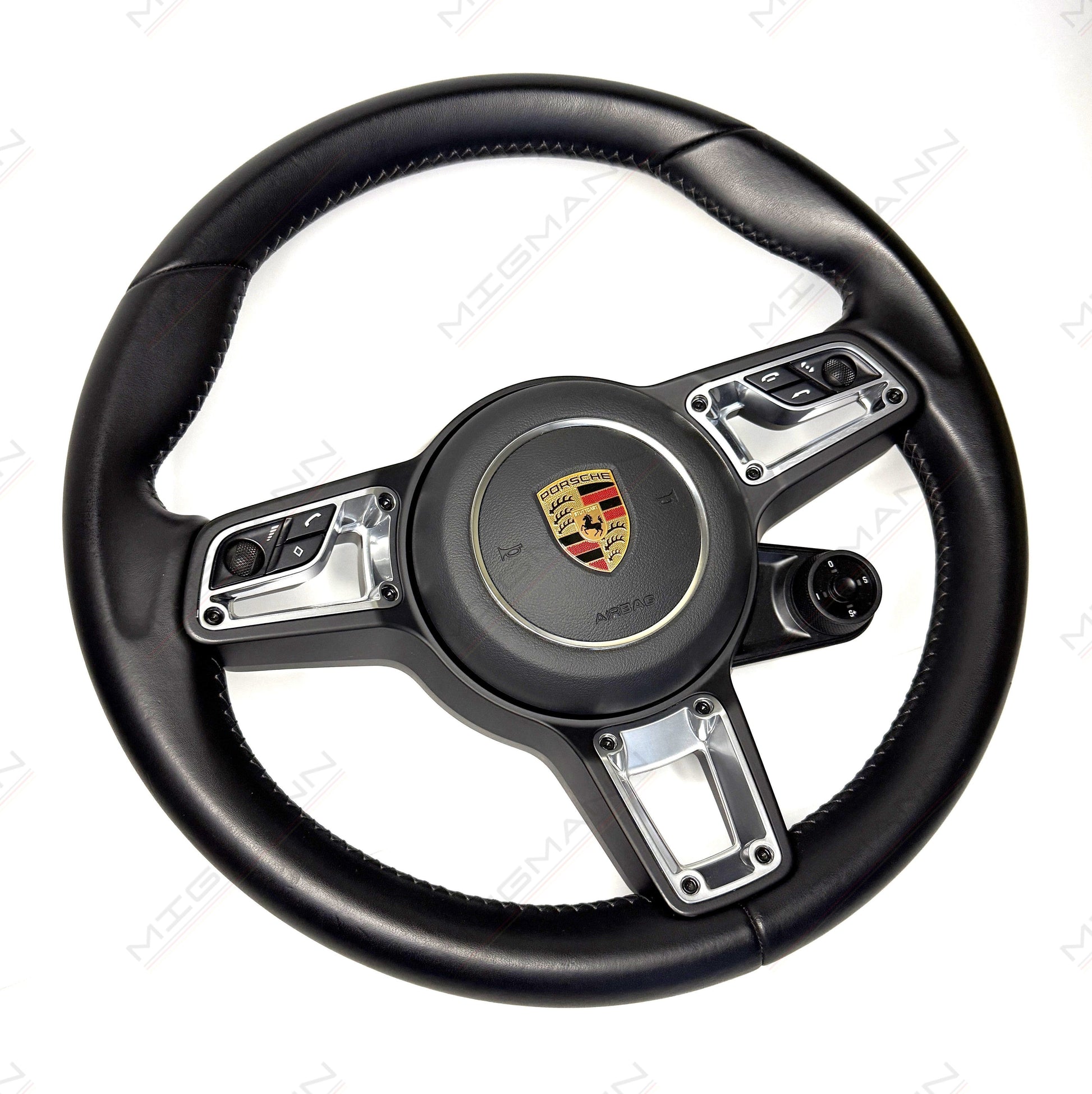 Porsche GT style heated steering wheel 360mm manual with airbag