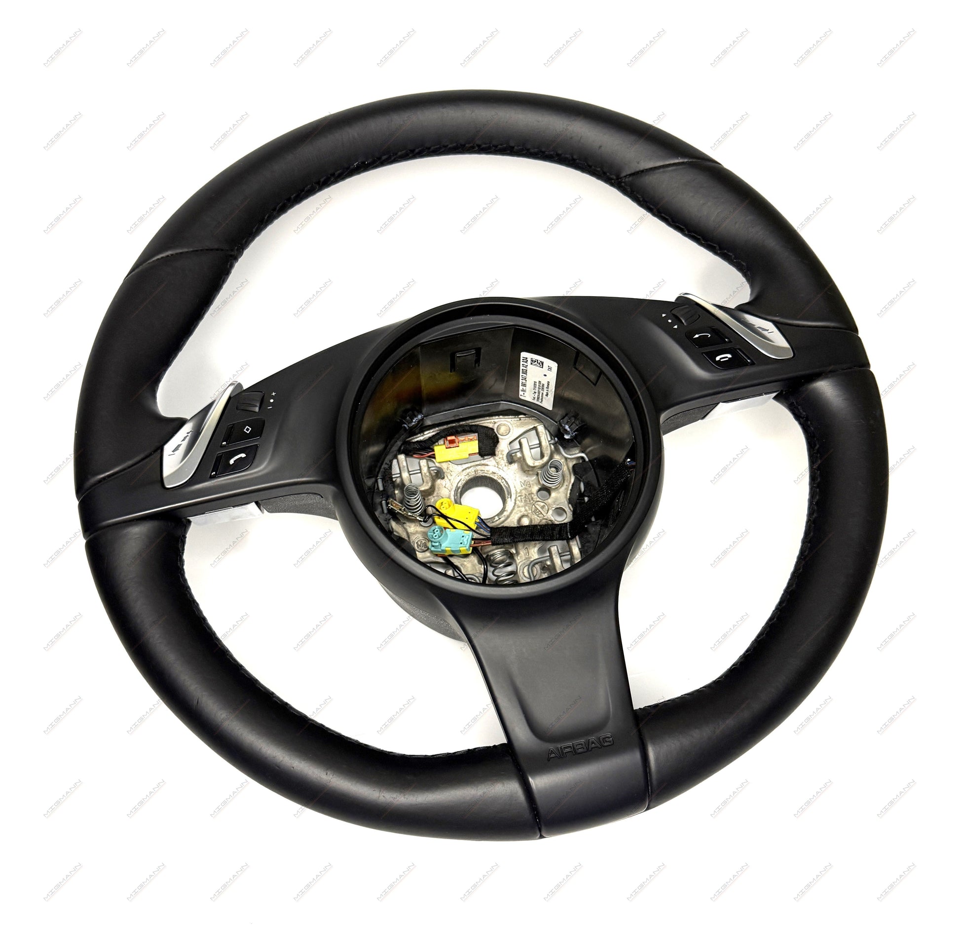Genuine OEM Porsche Black Leather Steering Wheel