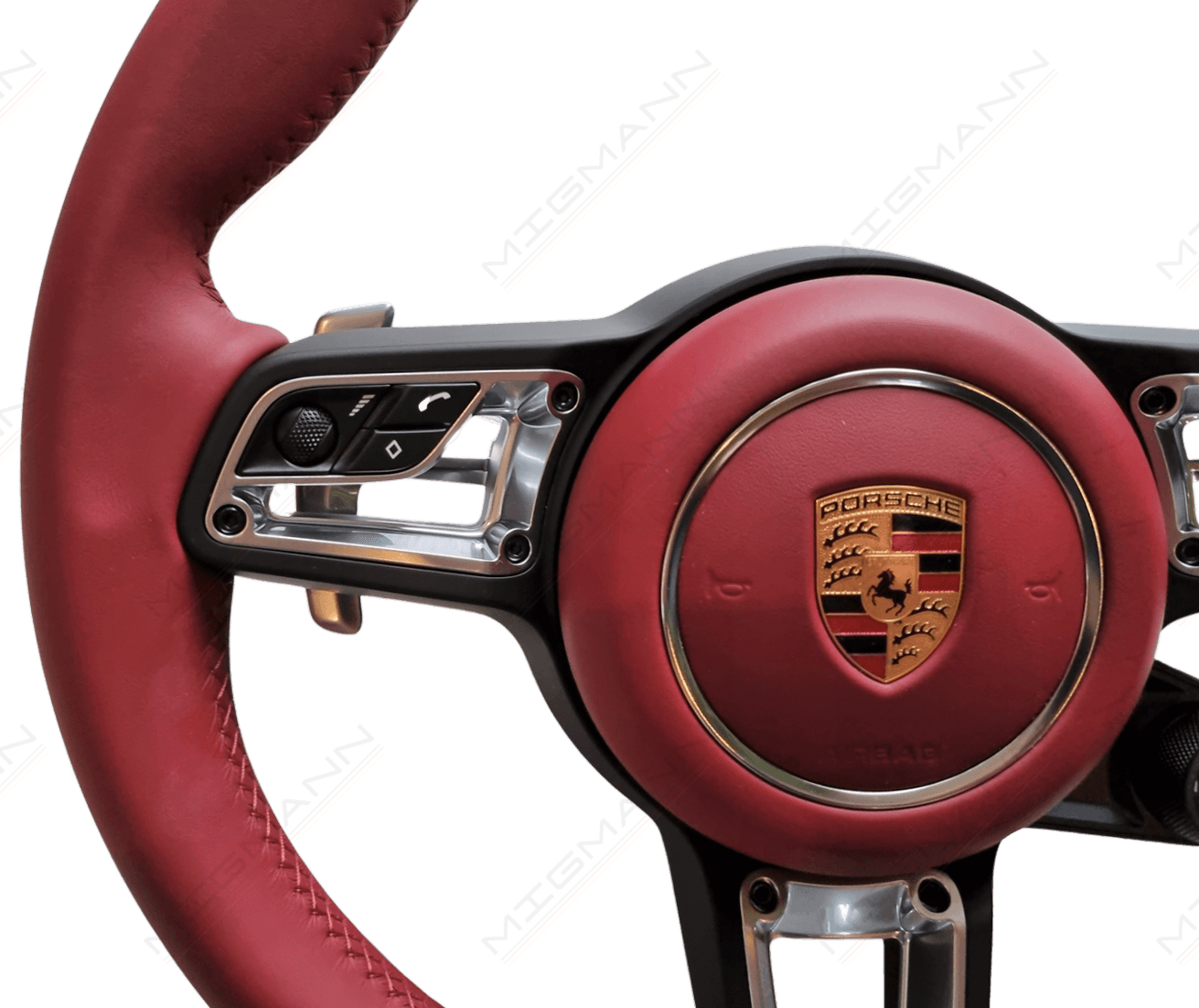 Porsche Red Leather Steering Wheel